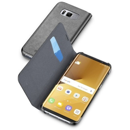 Kunstleder-Buchklapptasche für Samsung Galaxy S8+ schwarz