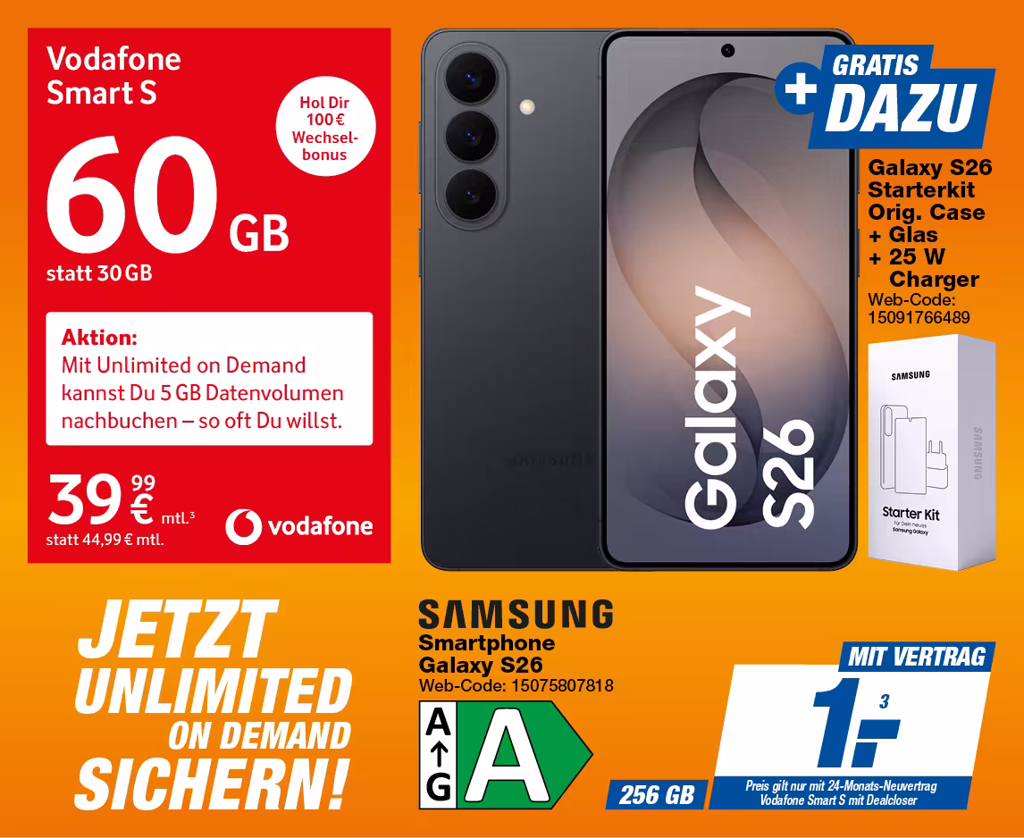 Samsung Galaxy S26 mit Vodafone Smart S mit Dealcloser