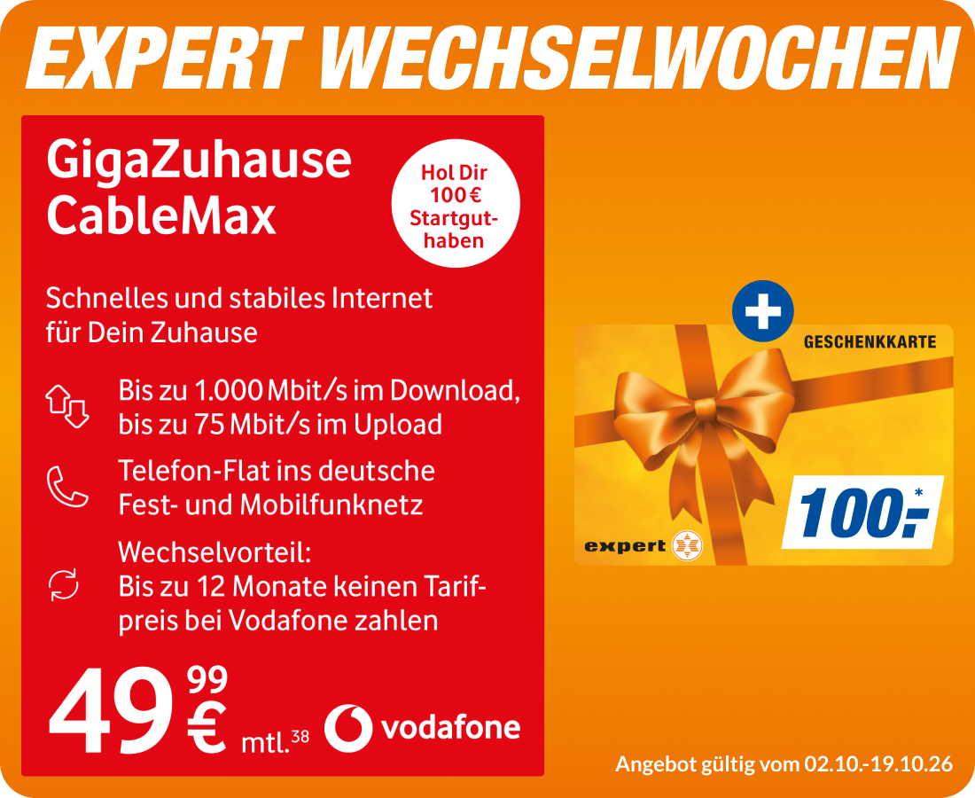 GigaZuhause BV CableMax 1000/75 mit 100€ expert Gutschein!