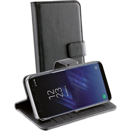 Kunstleder Buchklapptasche mit Standfunktion für Samsung, Galaxy S8+ schwarz