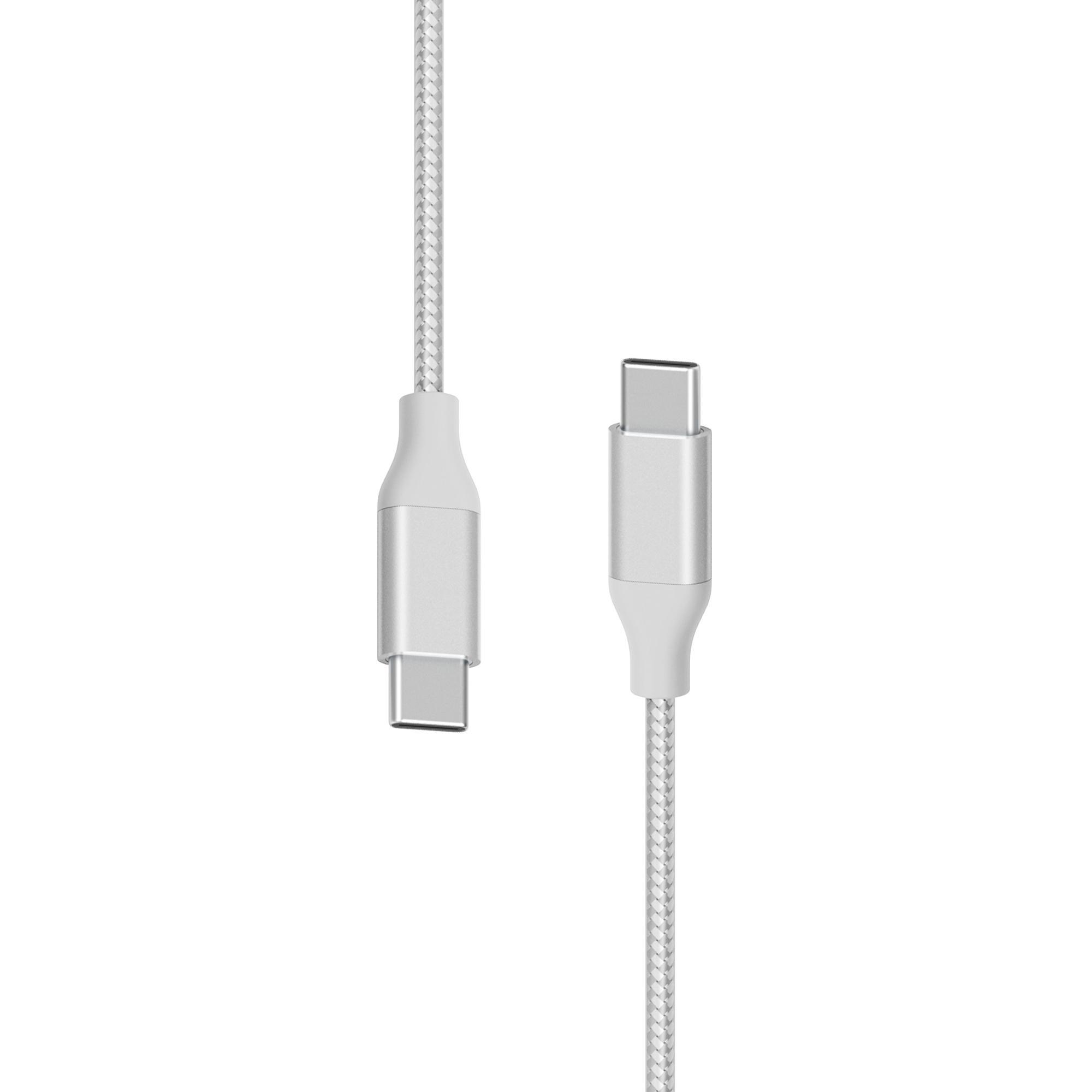 PREMIUM Metallic USB-C-Kabel, 1,5 m, Fast Charging 3A/USB 2.0, Silber