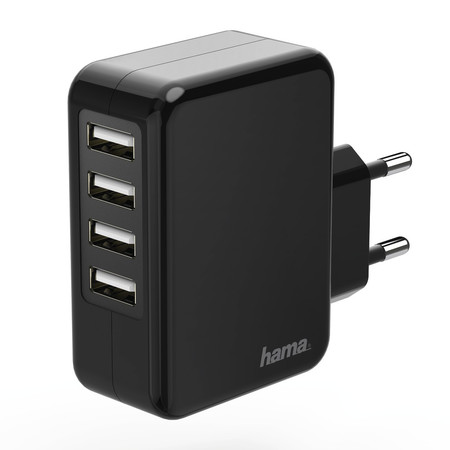 Ladegerät, 4-fach USB, 4.8 A, schwarz