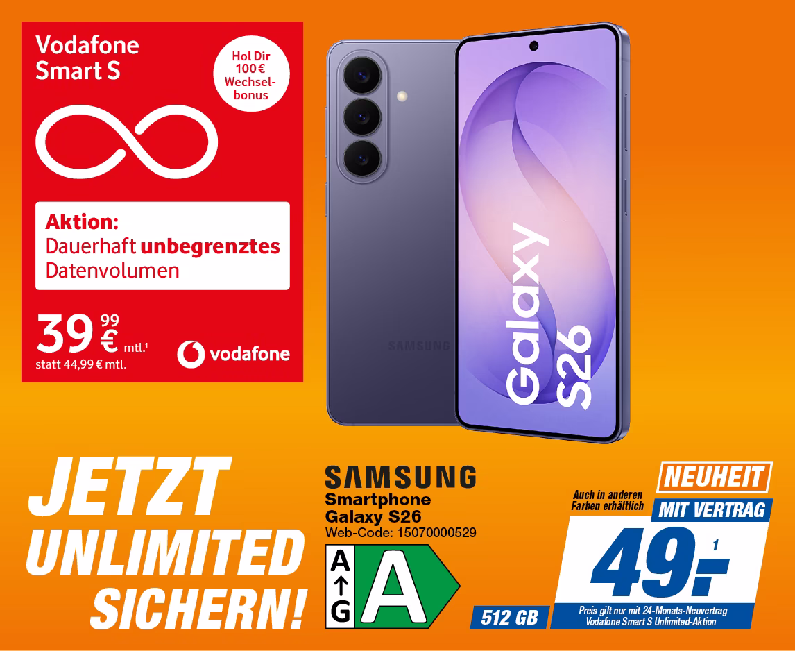 Samsung Galaxy S26 mit Vodafone Smart S Unlimited