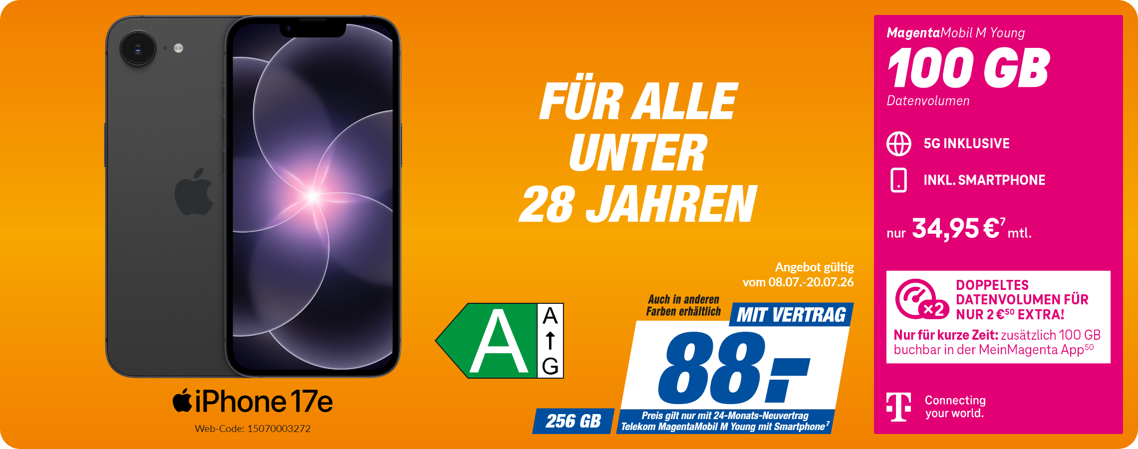 iPhone 17e mit Magenta Mobil M Young für 88€!