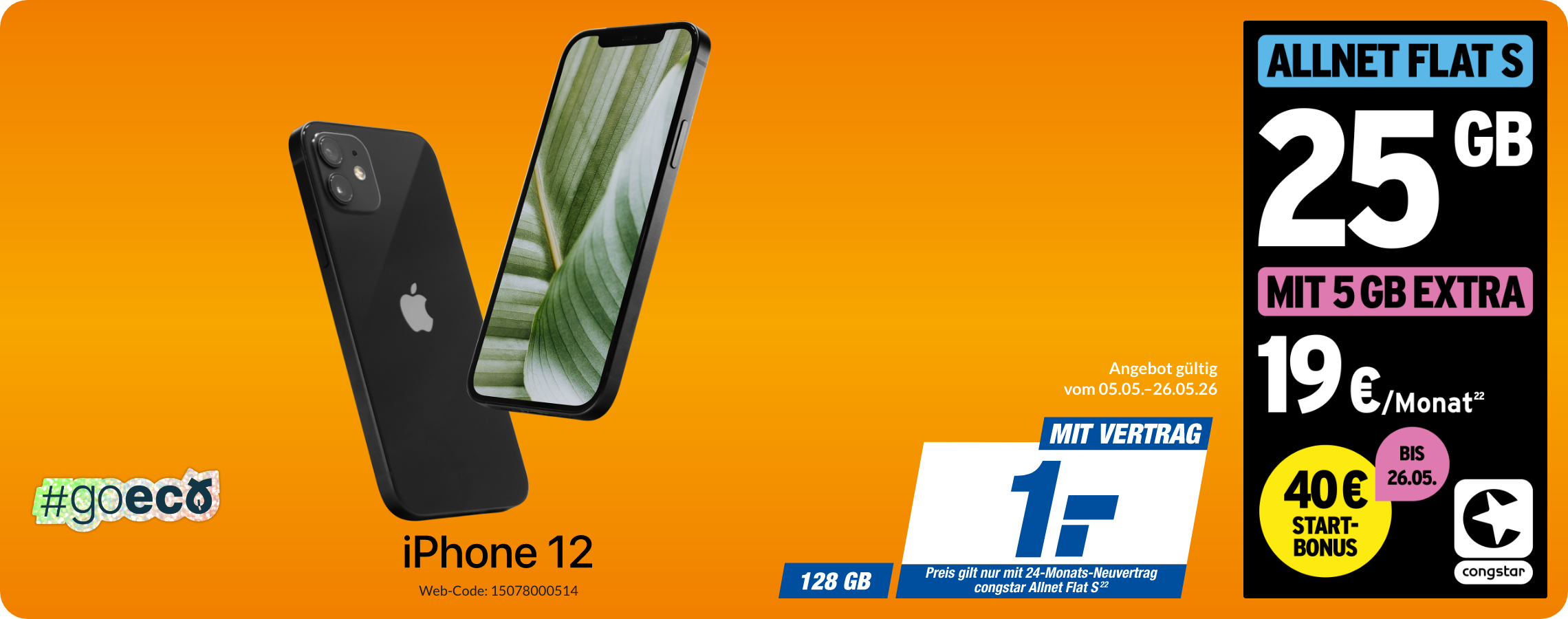 Apple iPhone 12 mit Allnet Flat S für 1€!
