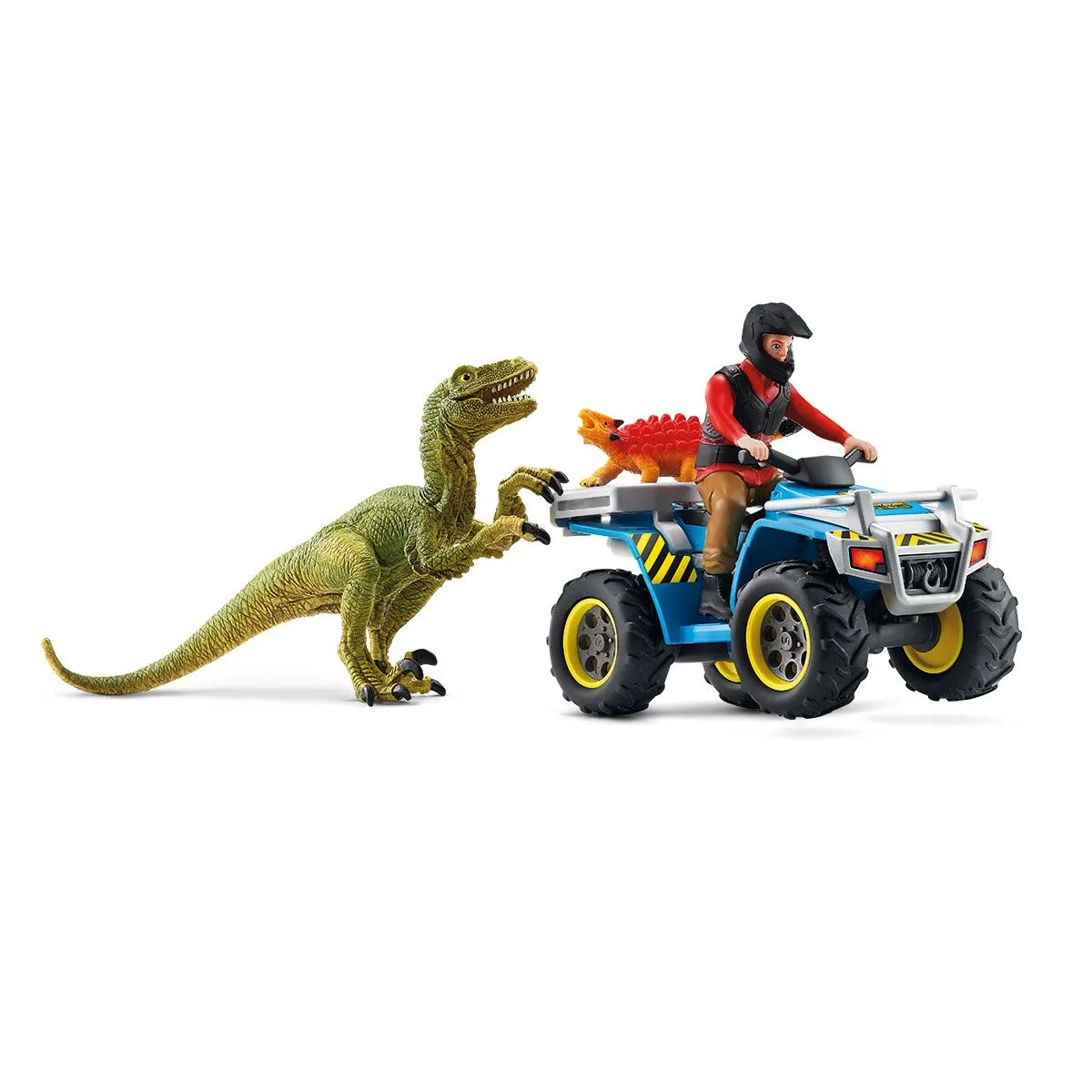 Flucht auf Quad vor Velociraptor Spielfiguren-Set