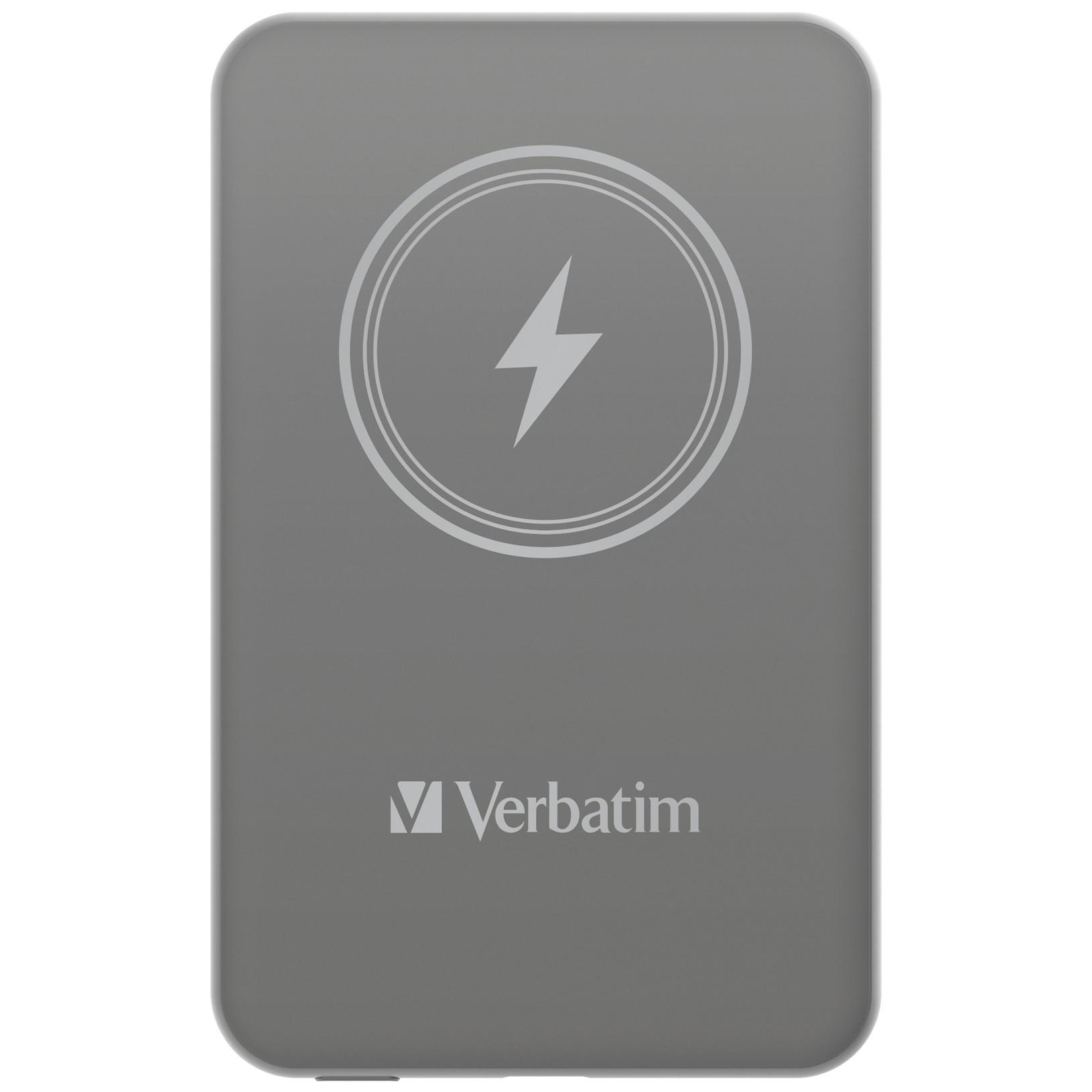 Charge 'n' Go Power Bank 5000 mAh magnetisches kabelloses Laden, Grau