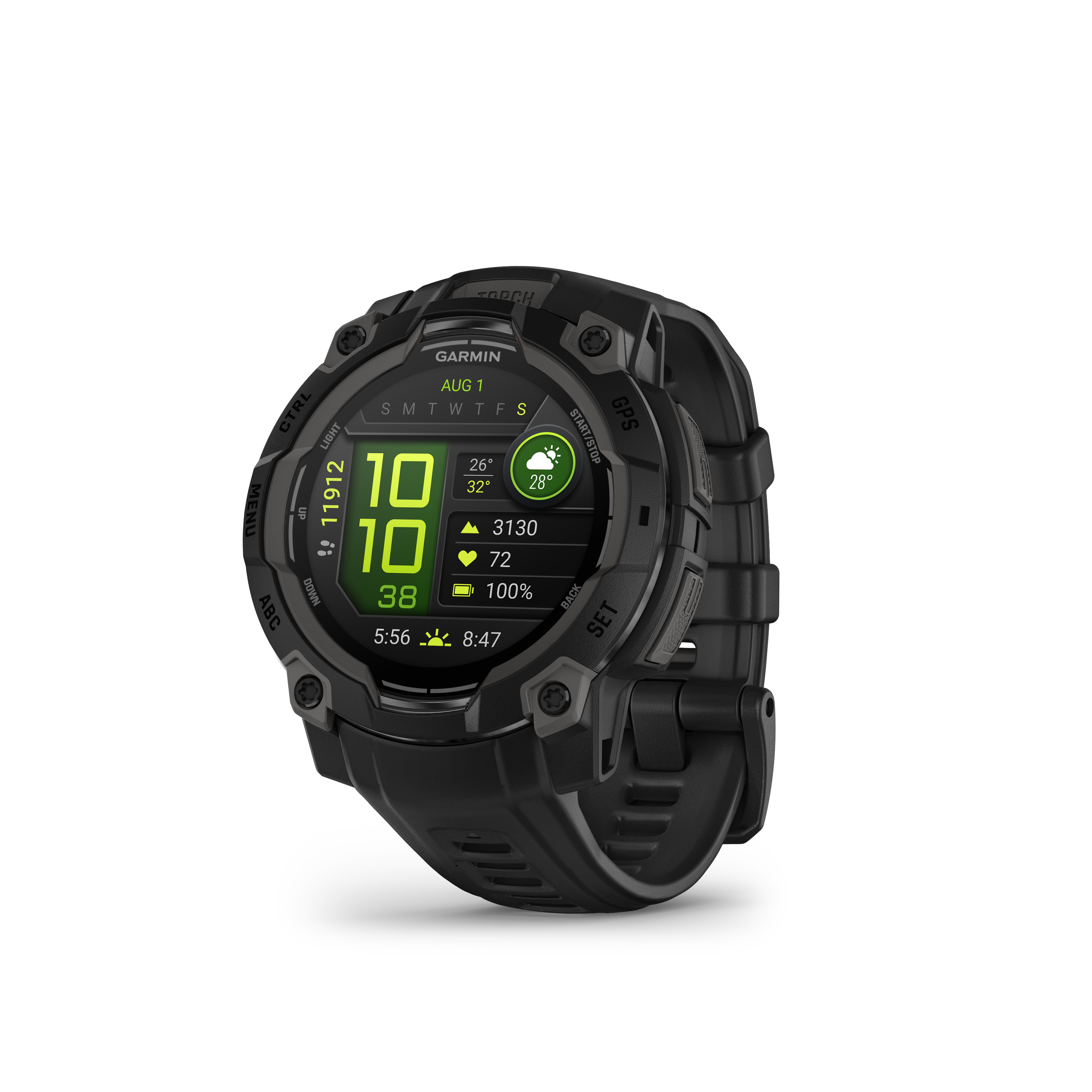 Instinct 3 - 45 mm, AMOLED Schwarz mit Silikon-Wechselarmband 22 mm Schwarz Smartwatch