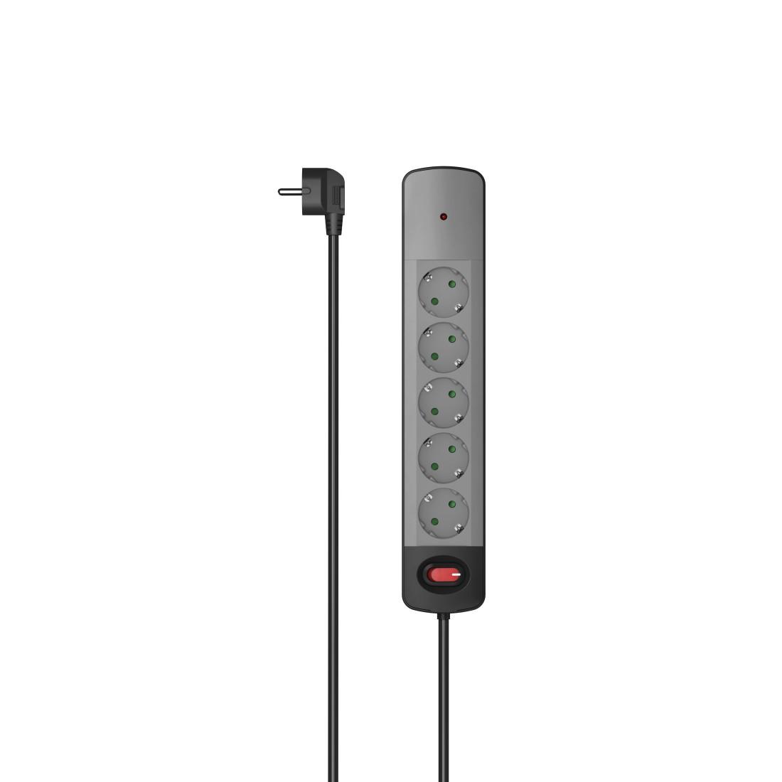 Steckdosenleiste, 5-fach, Überspannungsschutz, Schalter, Wandmontage,1,5 m (00223056)
