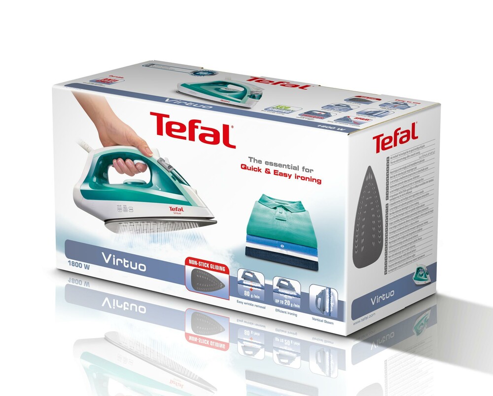 Fer à Repasser Tefal FV1710 1800W - Anti-Calcaire Vapeur Verticale Vert Blanc