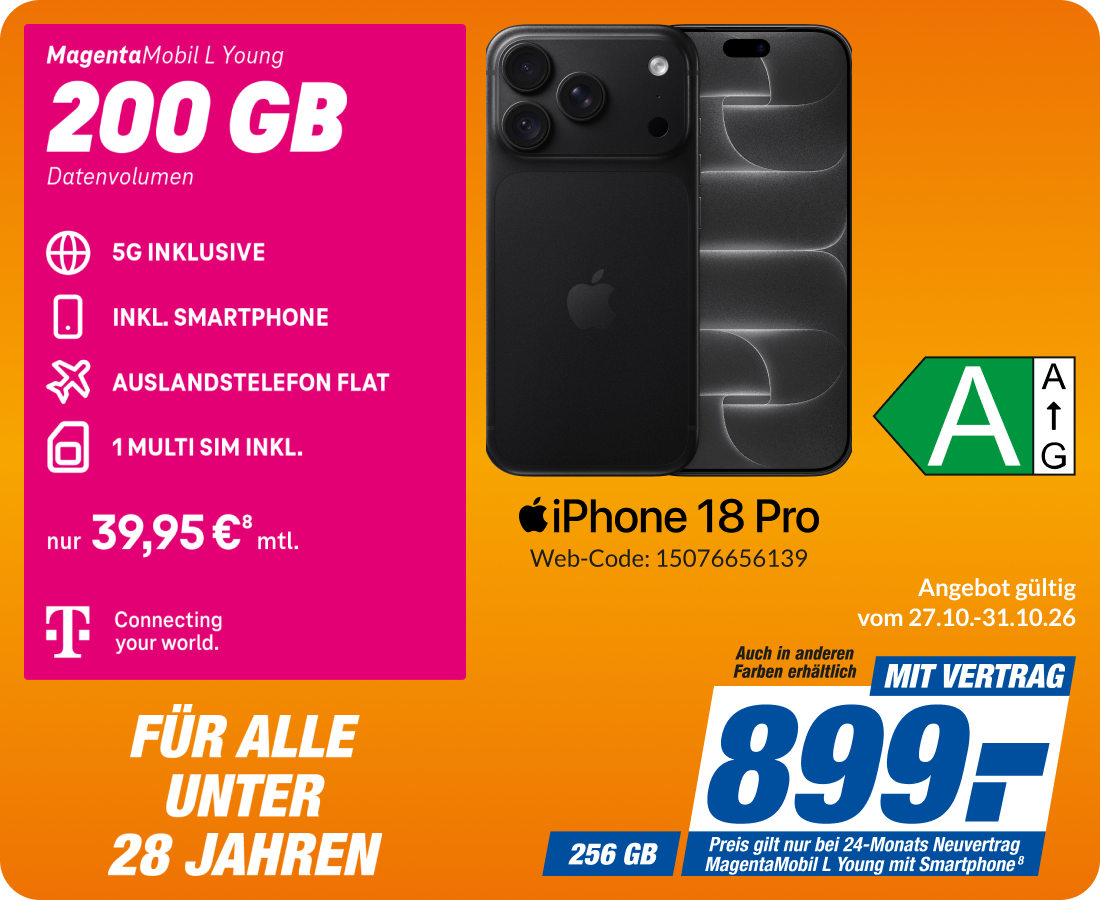 iPhone 18 Pro mit Magenta Mobil L Young für 899€!