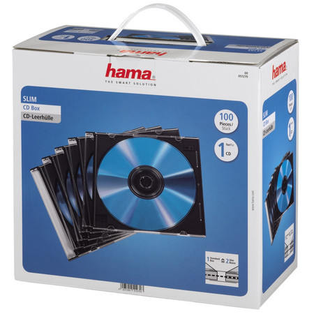 CD-Leerhülle Slim, 100er-Pack, Transparent/Schwarz