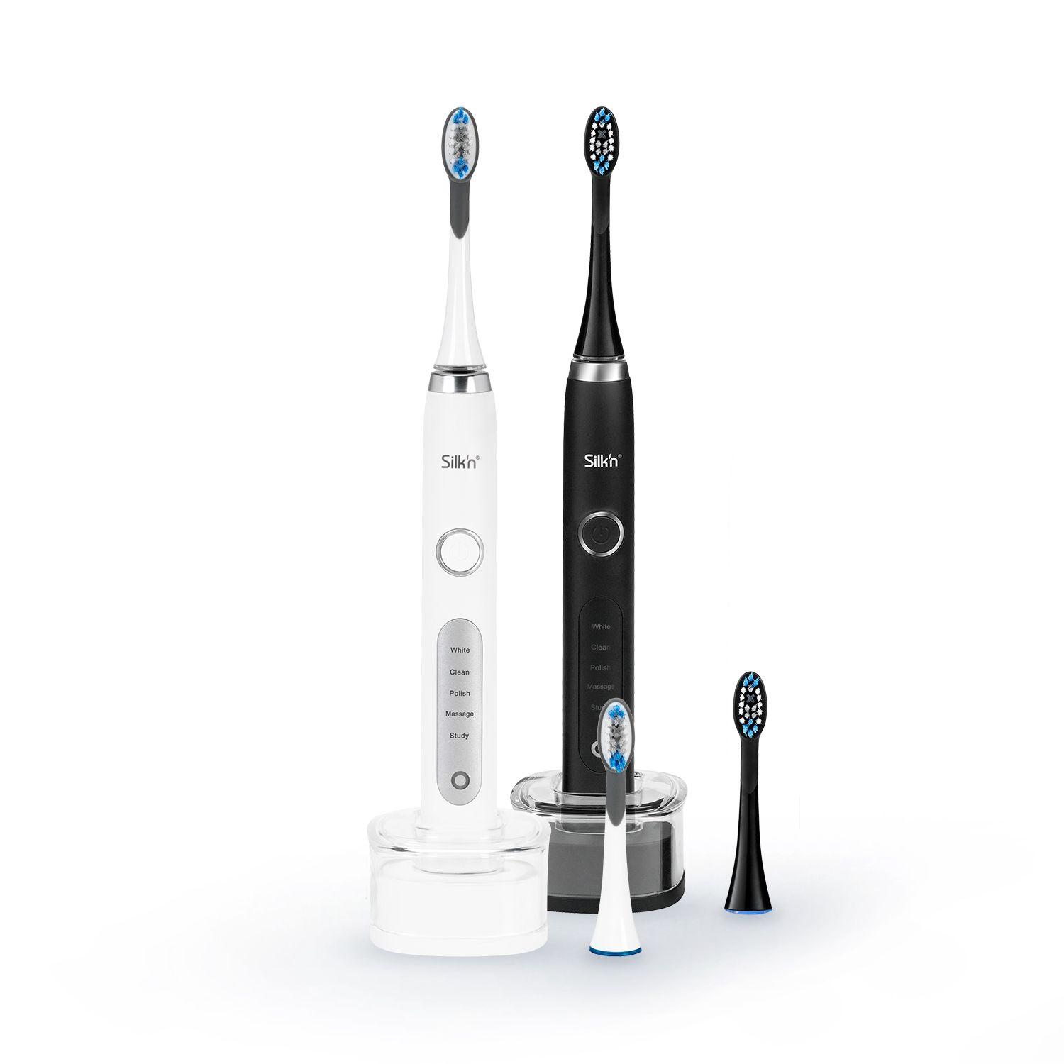 SonicSmile Duo Pack (2 Zahnbürsten weiß und schwarz, 2 Ladestationen) Schallzahnbürste