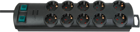 Primera-Line Steckdosenleiste 10-fach schwarz 2m H05VV-F 3G1,5 5-fach schaltbare Steckdosen