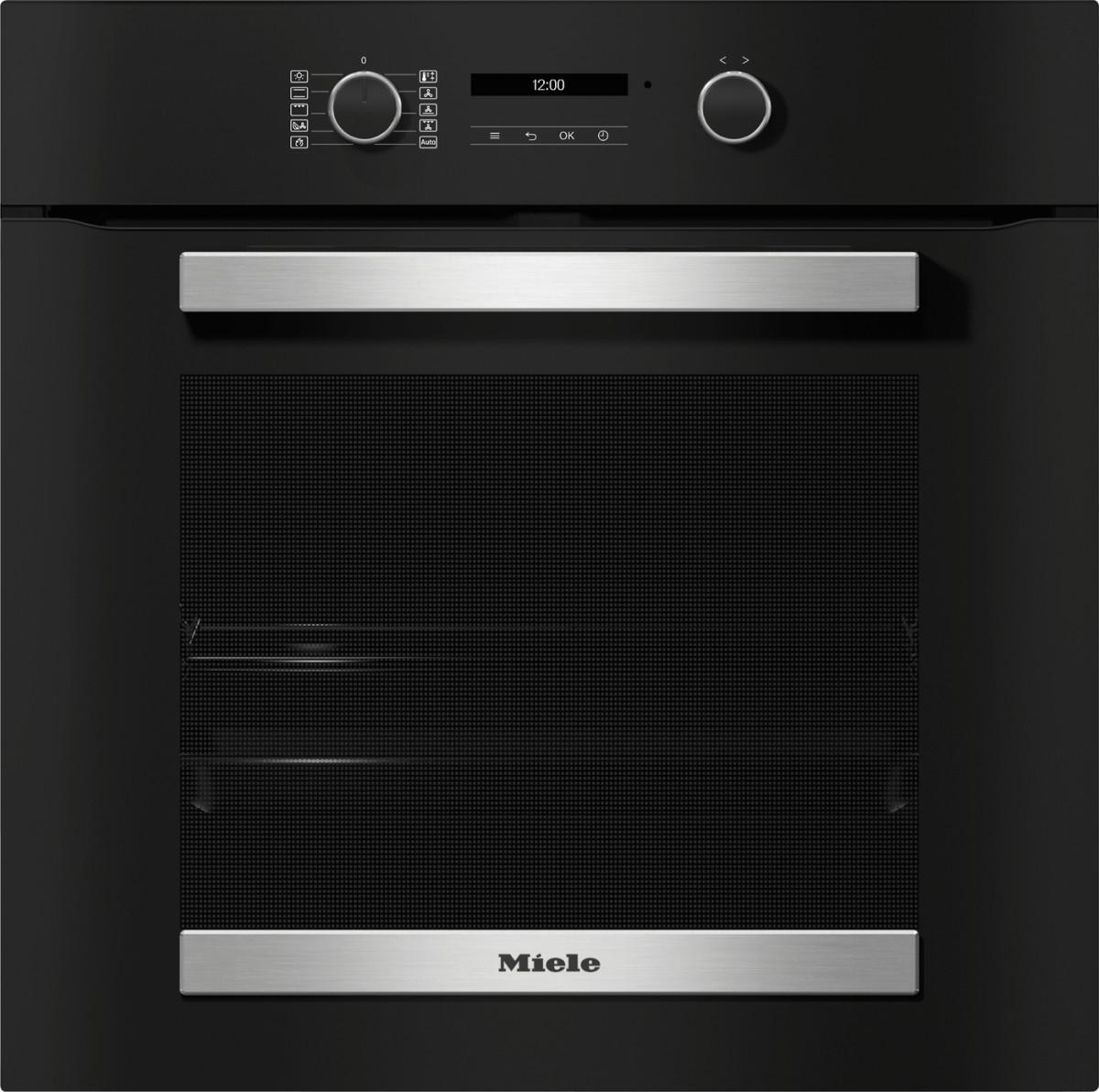 H 2465 BP Obsidianschwarz/Edelstahl Einbaubackofen
