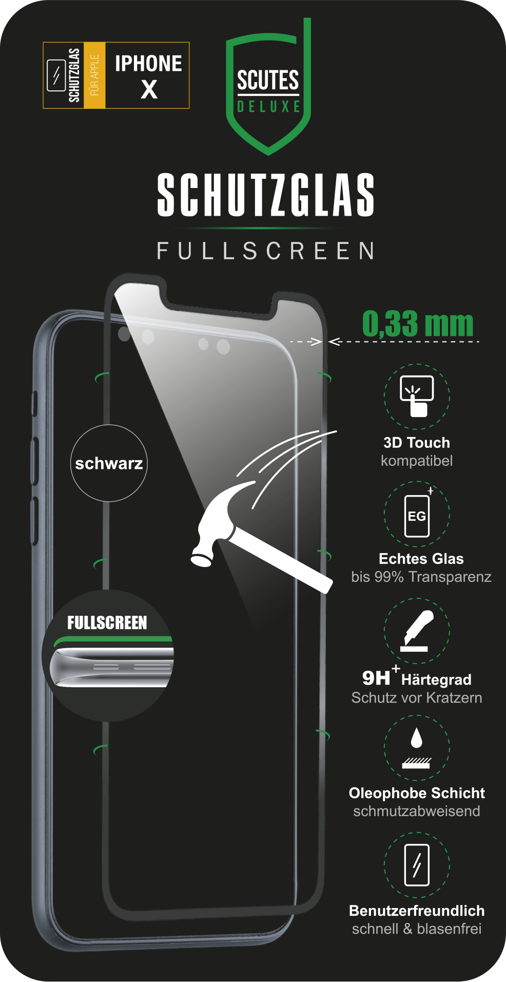 3D Schutzglas iPhone X