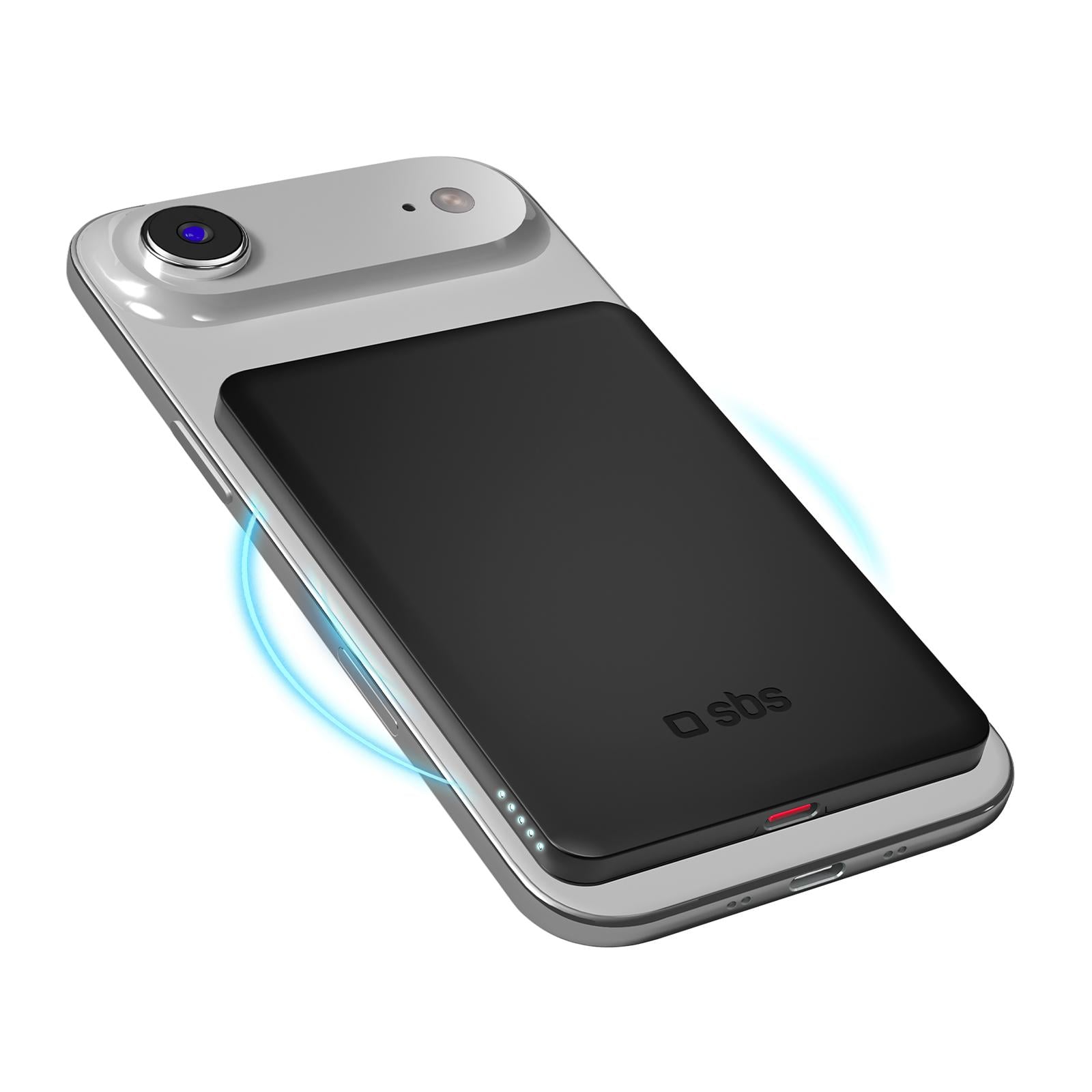Slim Magnetische Powerbank 3000 mAh mit 5W Wireless Charging kompatibel mit MagSafe Schwarz Powerbank