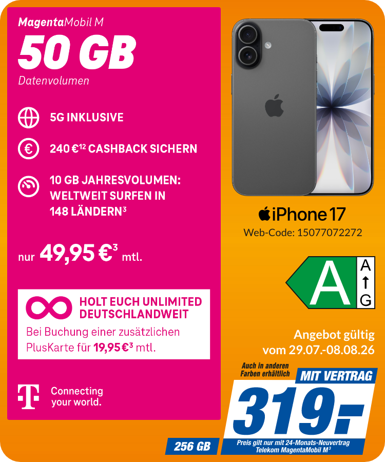 iPhone 17 mit Magenta Mobil M für 319€!