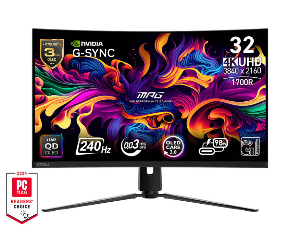 MPG 321CURXDE QD-OLED, Schwarz, 32 Zoll, 4K, Curved, 240 Hz, 0,03 ms