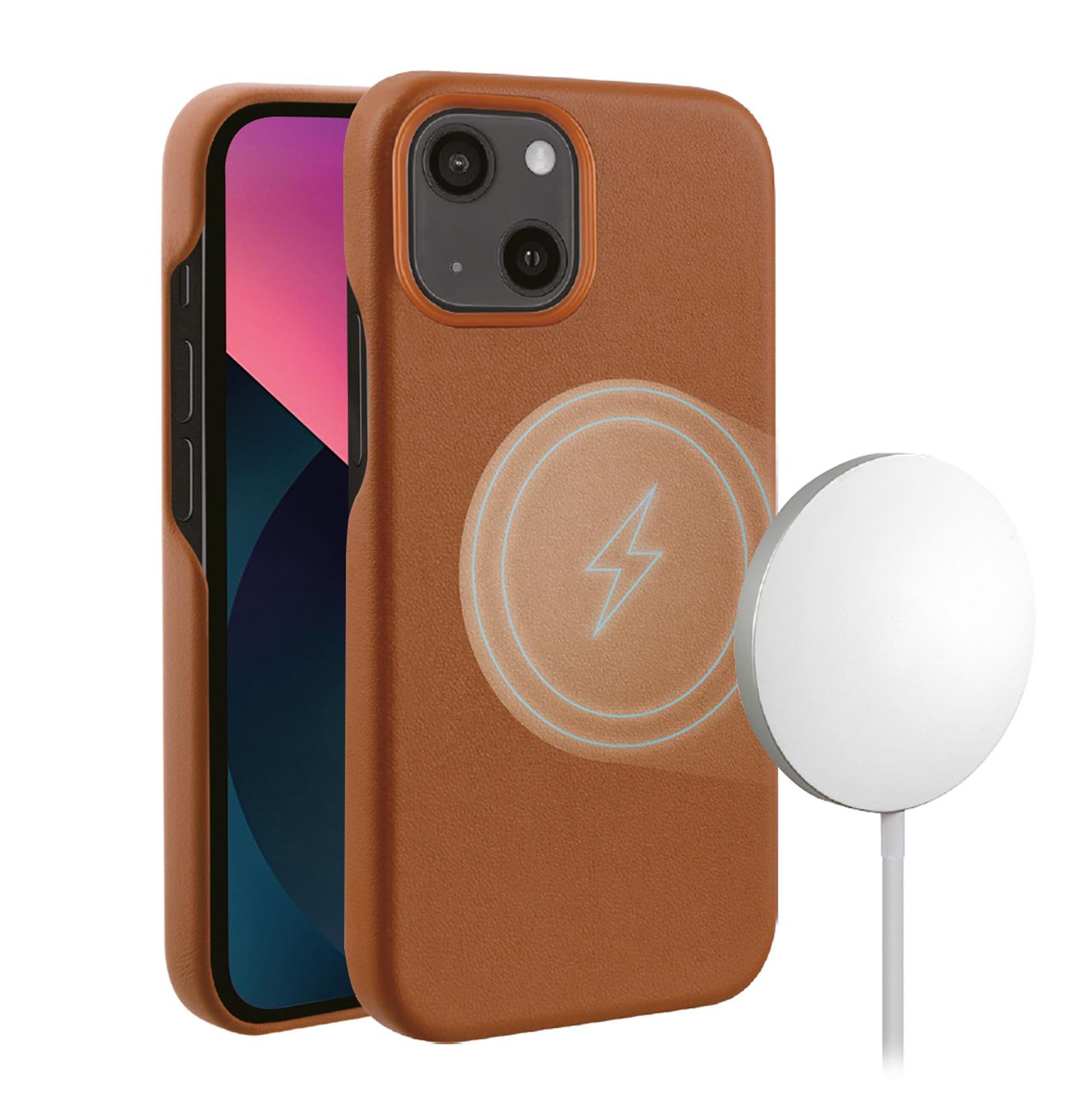 Mag Classic Cover, Magnetic Wireless Charging Support für iPhone 13 braun (62866)