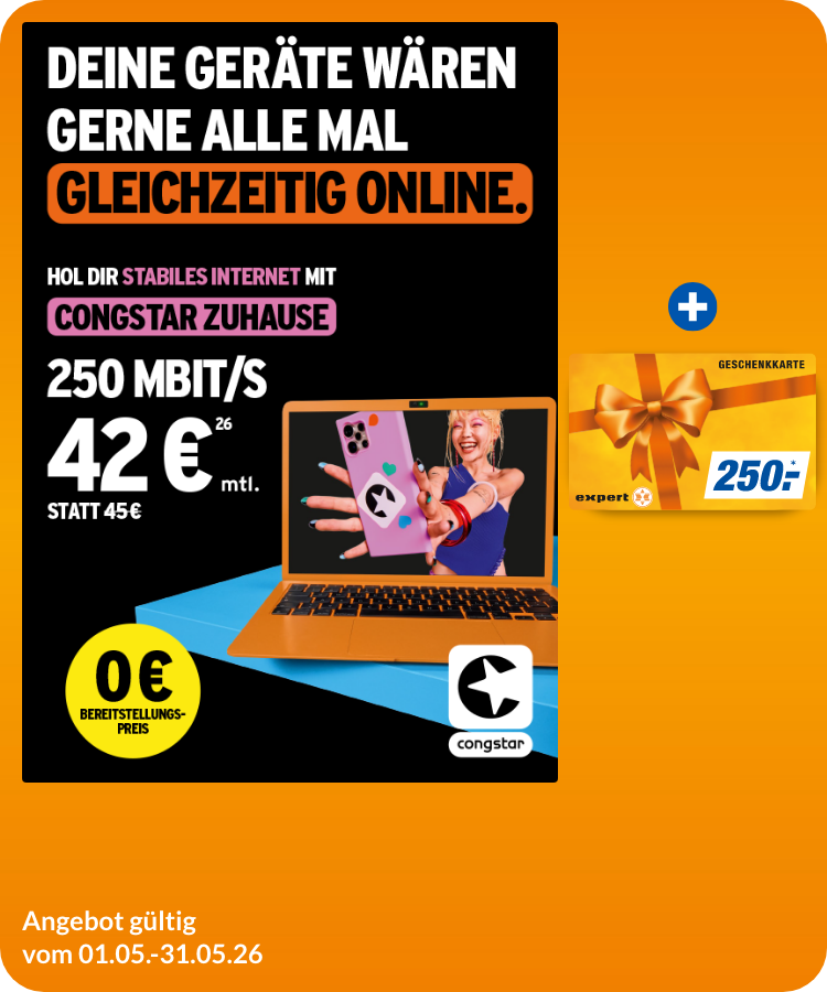 Congstar Zuhause 250 + 250,00€ expert Gutschein