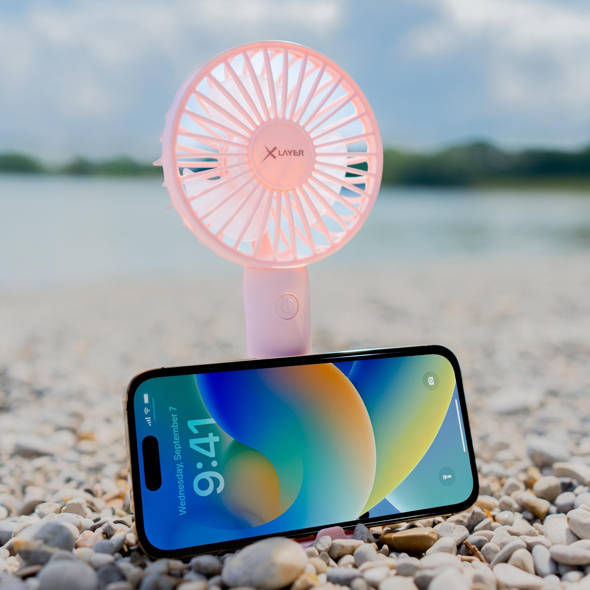 Handyhalter mit Ventilator 1.200 mAh mit Dock Pink