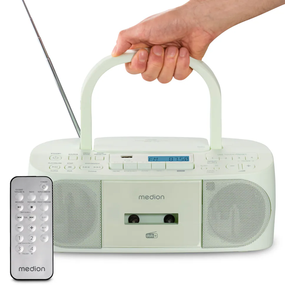 MED MD400003 LIFE DRX-1 grün Radiorekorder mit CD-Spieler und Kassettendeck