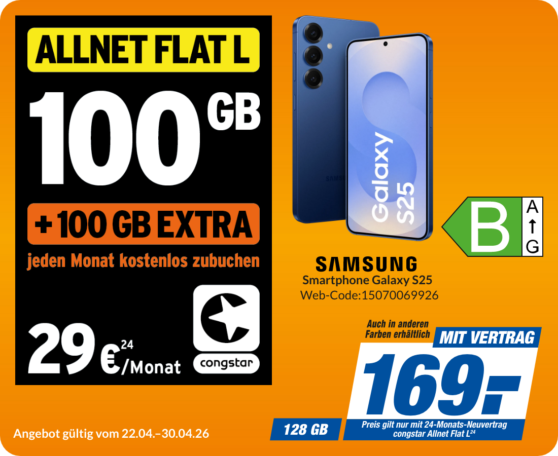 Samsung S25 mit Allnet Flat L für 169€!