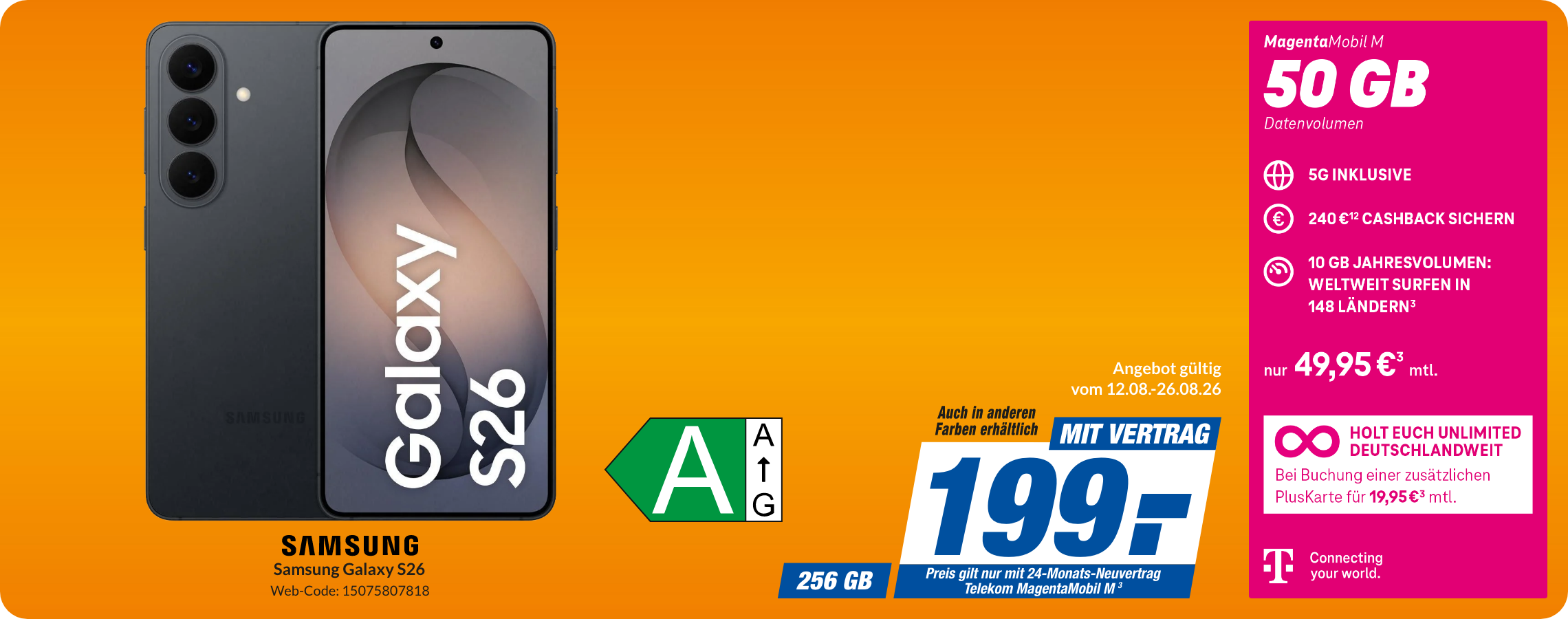 Samsung S26 mit Magenta Mobil M für 199€!