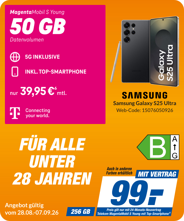 Samsung S25 Ultra mit Magenta Mobil S Young für 99€!