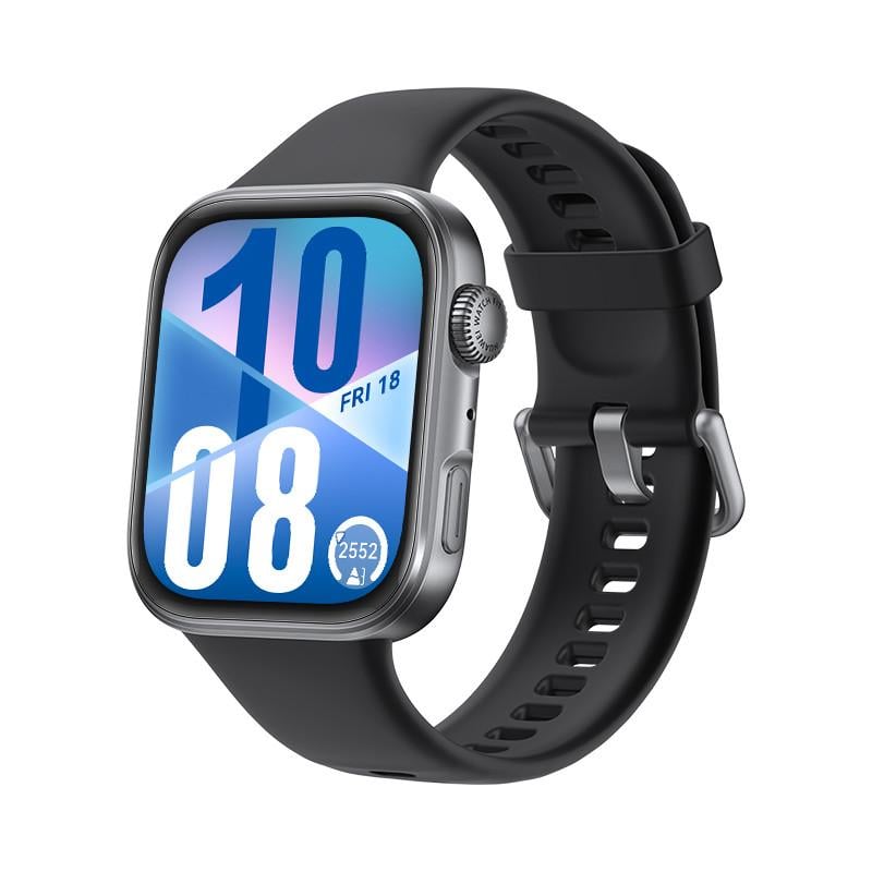 Watch Fit 4, schwarzes Gehäuse mit schwarzem Fluorelastomer-Armband