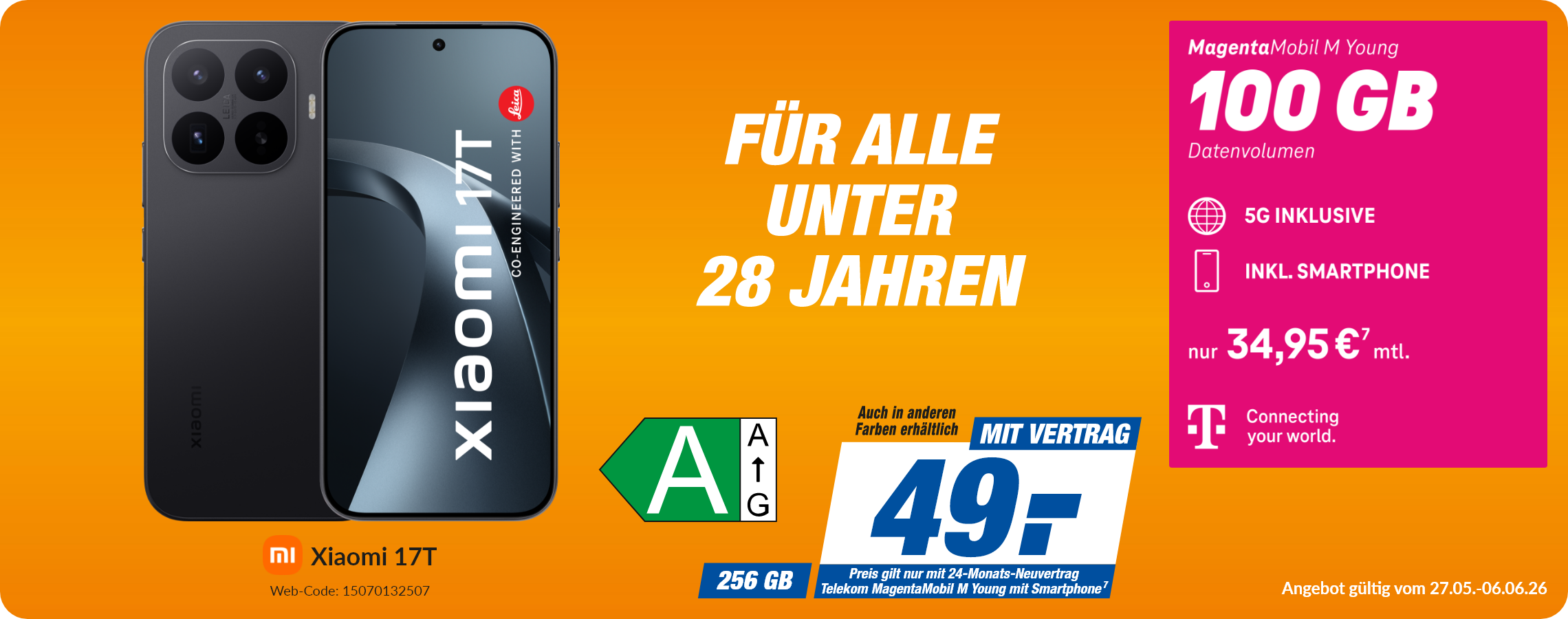 Xiaomi 17T mit Magenta Mobil M Young für 49€!