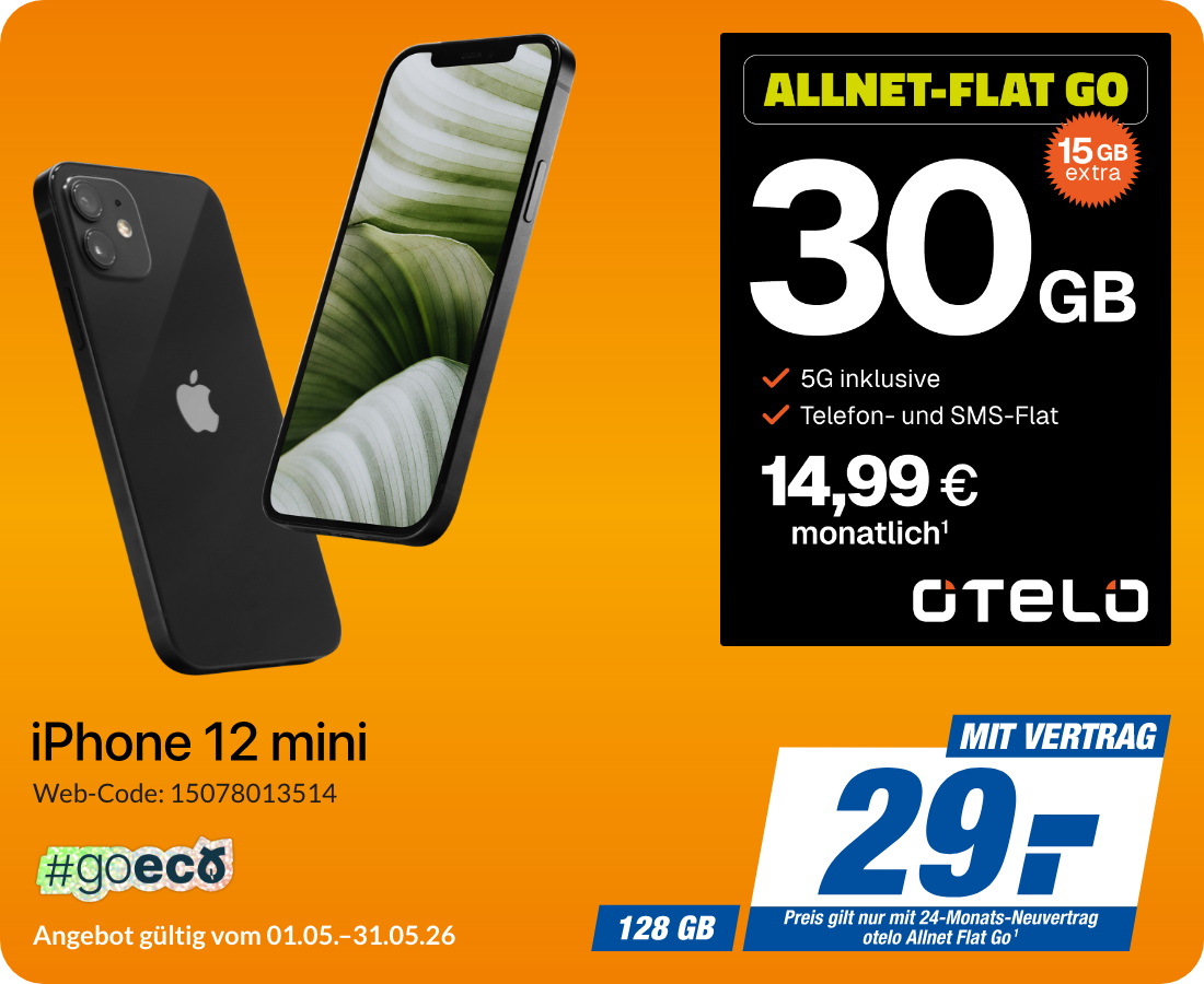 Apple iPhone 2 Mini mit Allnet Flat Go für 29€!