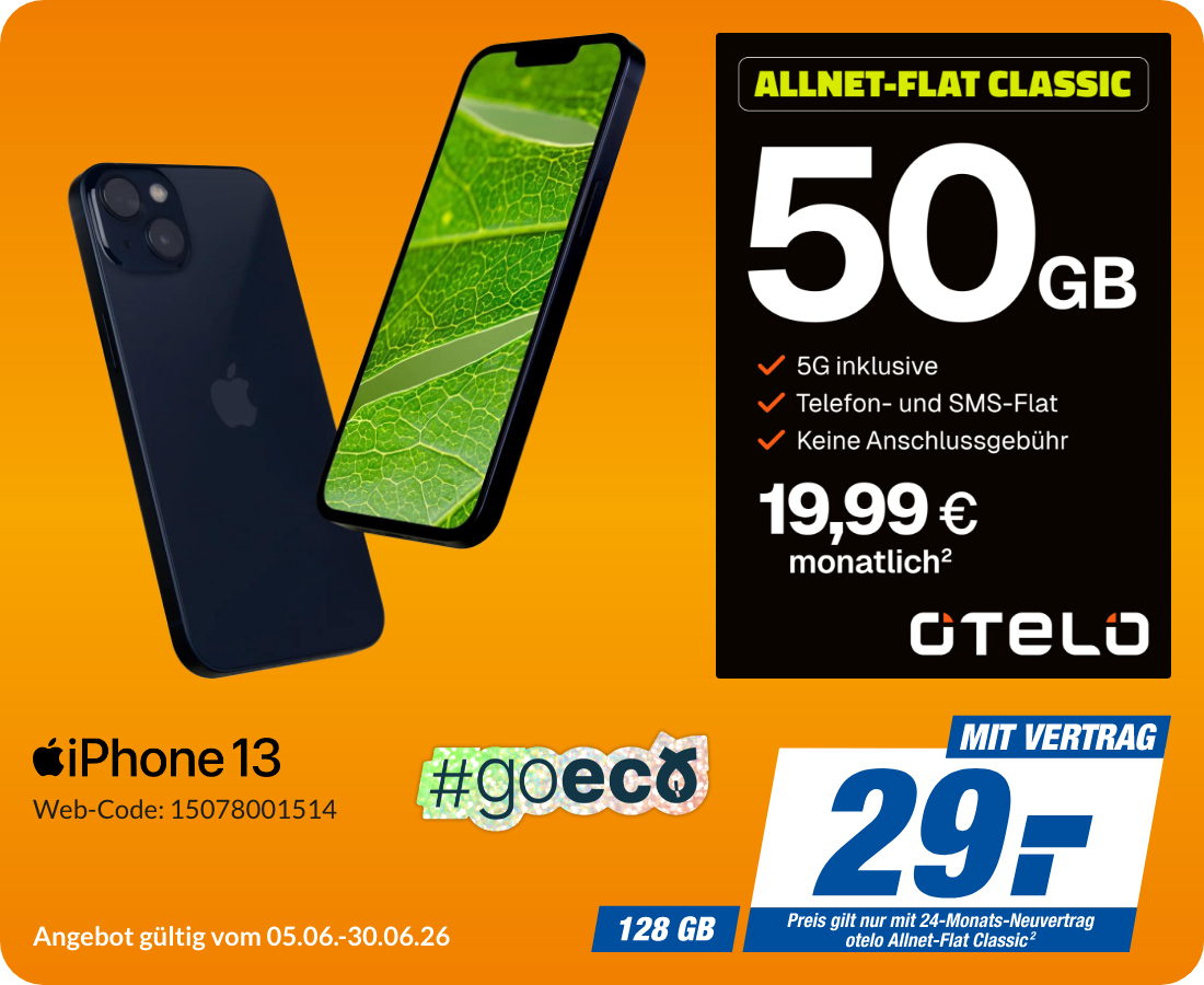 iPhone 13 mit Allnet Flat Classic für 29€!