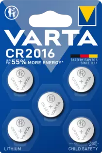 Knopfzelle CR 2016, 5er Blister Batterie