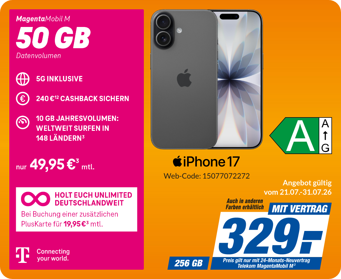 iPhone 17 mit Magenta Mobil M für 329€!