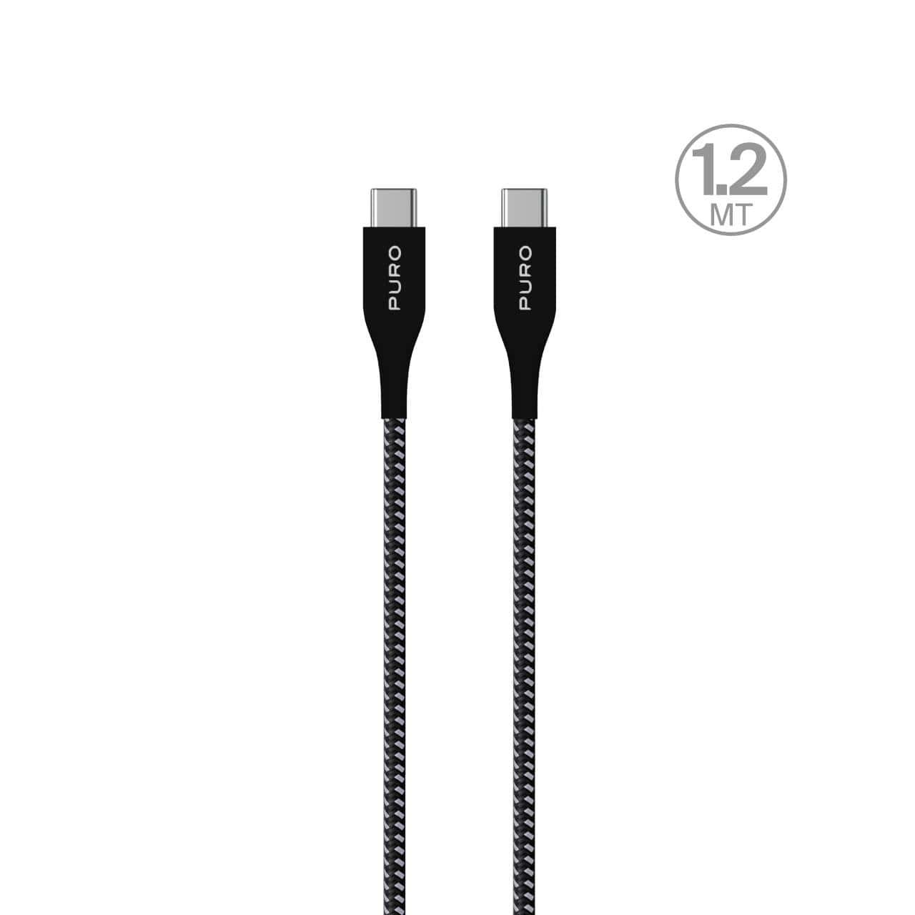 Power and data Sync cable 30W Fabric Ultra-Strong from USB-C to USB-C 1,2 M, Schwarz