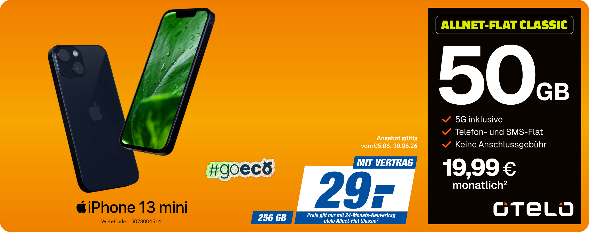 iPhone 13 mini mit Allnet Flat Classic für 29€!