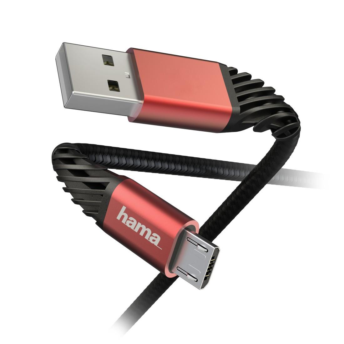Lade-/Datenkabel "Extreme", USB-A - Micro-USB, 1,5 m, Schwarz/Rot (00187216)