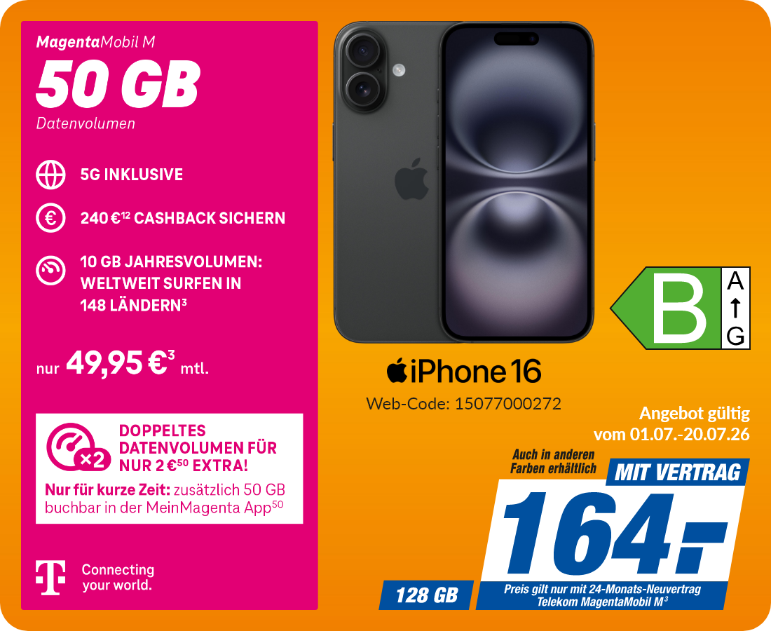 iPhone 16 mit Magenta Mobil M für 164€!