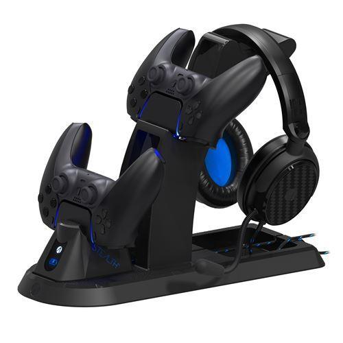Ultimate Gaming Station mit Headset, Ladestation und Halter für Controller und Headset, PS5, Schwarz