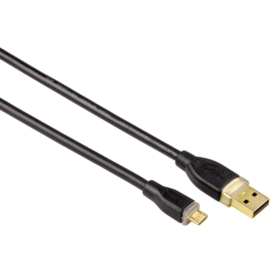 Micro-USB-2.0-Kabel, vergoldet, doppelt geschirmt, Schwarz, 0,75 m (00078490)