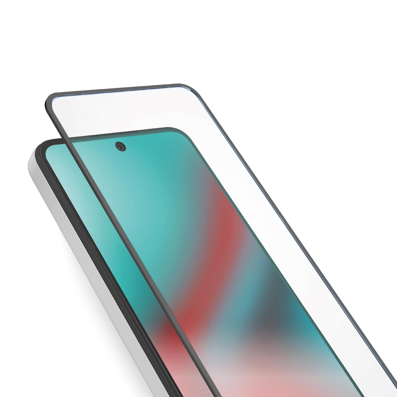 Hülle aus gehärtetem Glas mit schwarzen Silikonrändern für Samsung Galaxy S24+