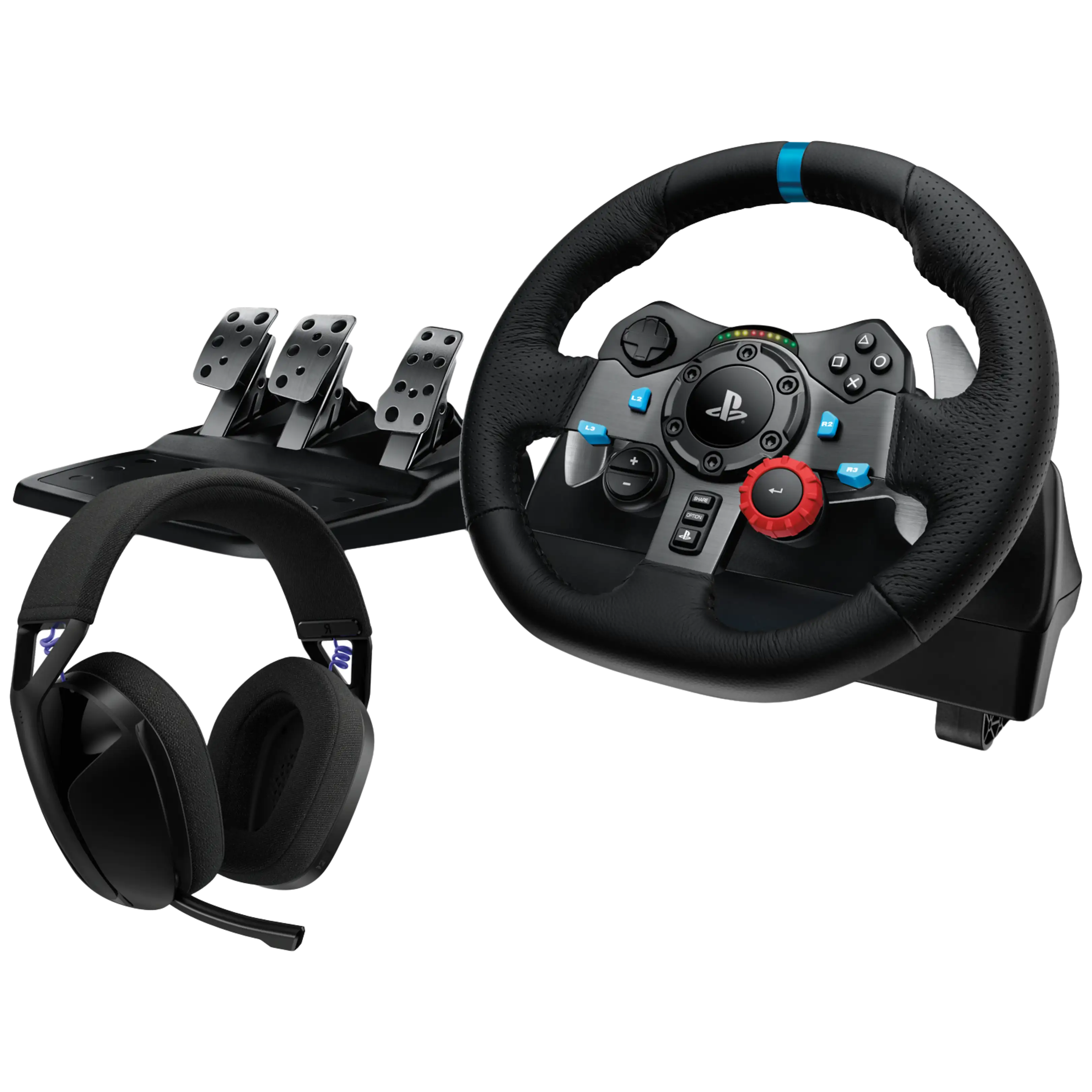 G29 EU + G321 Driving Force Lenkrad und Pedale + Kabelloses LIGHTSPEED Gaming-Headset