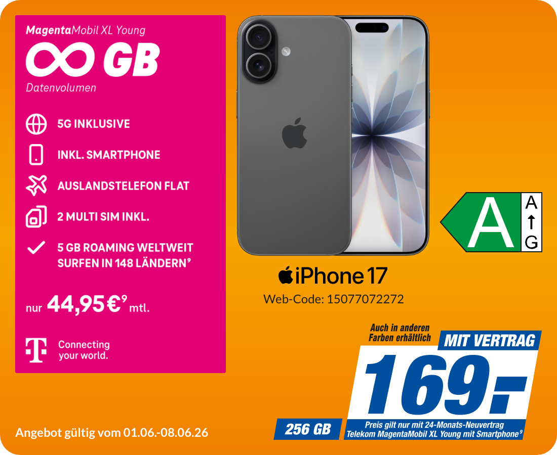 iPhone 17 mit Magenta Mobil XL Young für 169€!