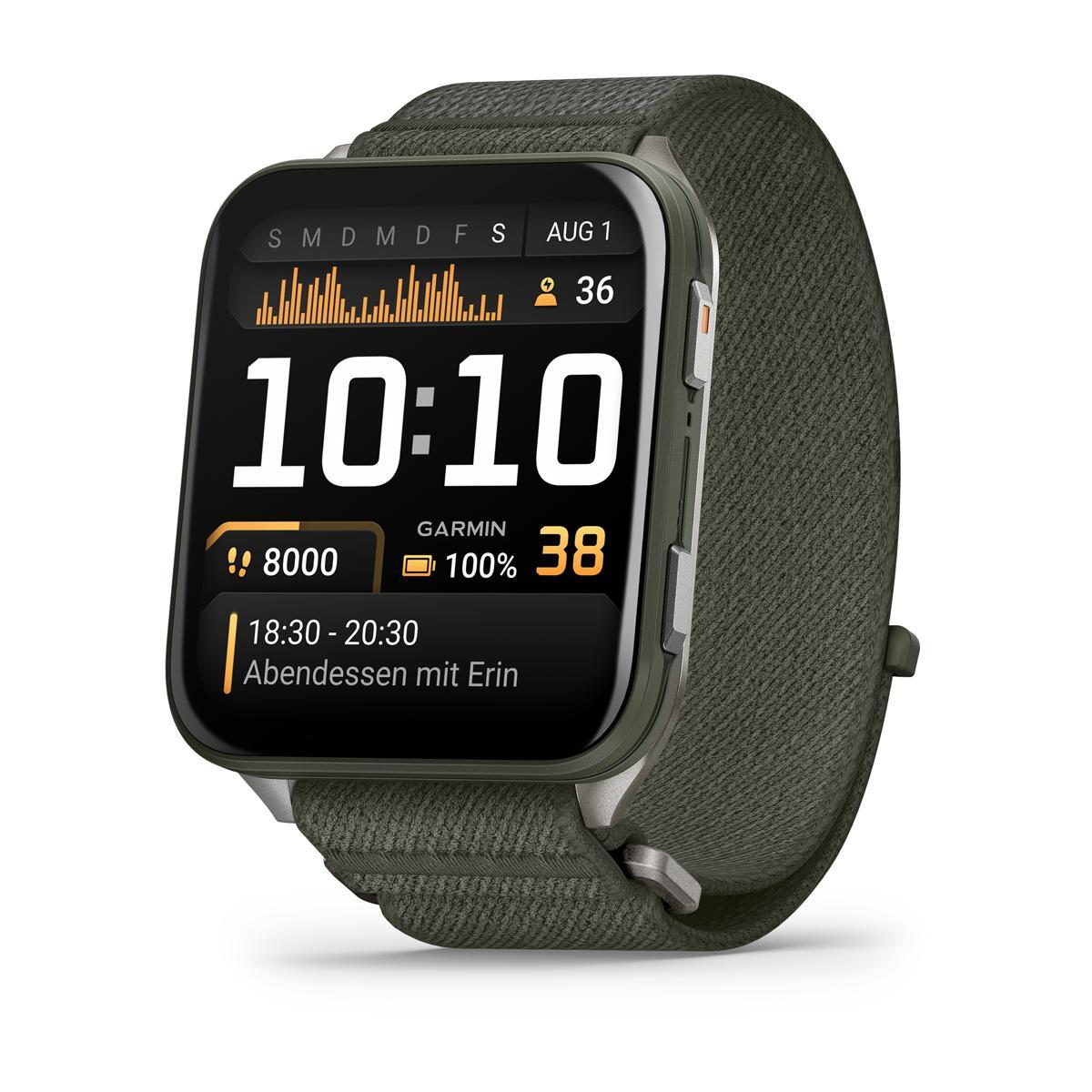 Venu X1, Moosgrün mit Titanrückseite ComfortFit-Nylonarmband Moosgrün Smartwatch