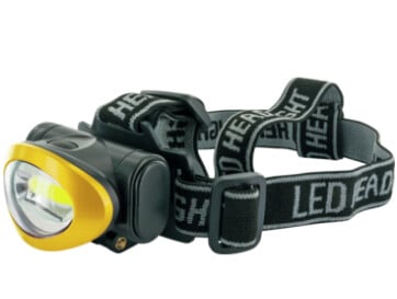 Works4You COB LED Stirnleuchte schwarz/gelb Taschenlampe