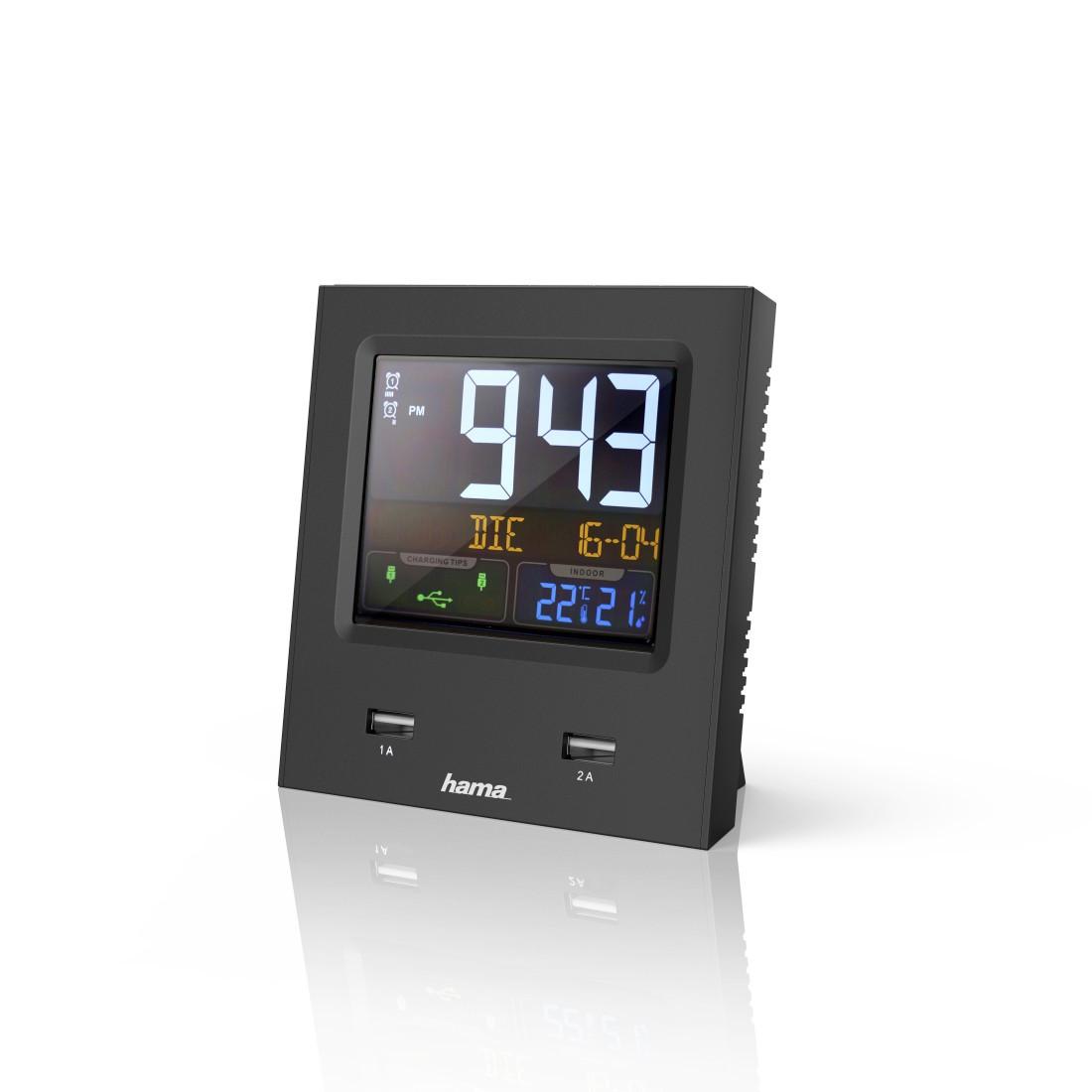 Funkwecker "Dual-USB", mit LED-Farbdisplay und USB-Ladefunktion (00186381)