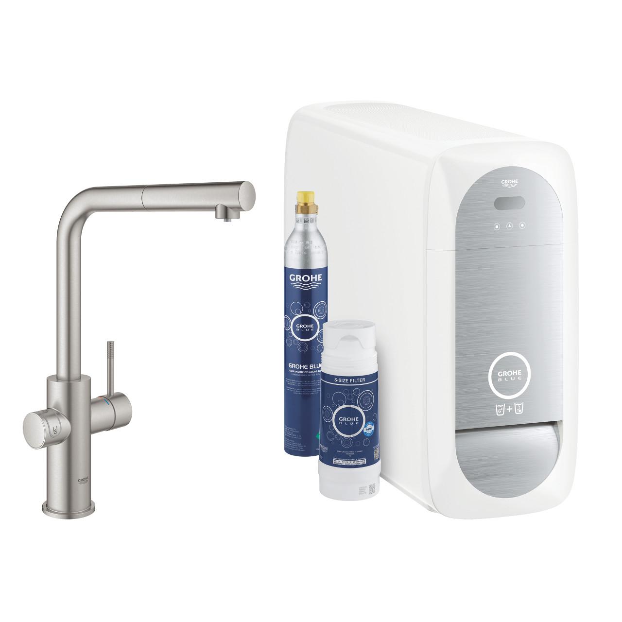 Blue Home L-Auslauf Starter Kit mit herausziehbarem Mousseurauslauf Sprudelwasser-System