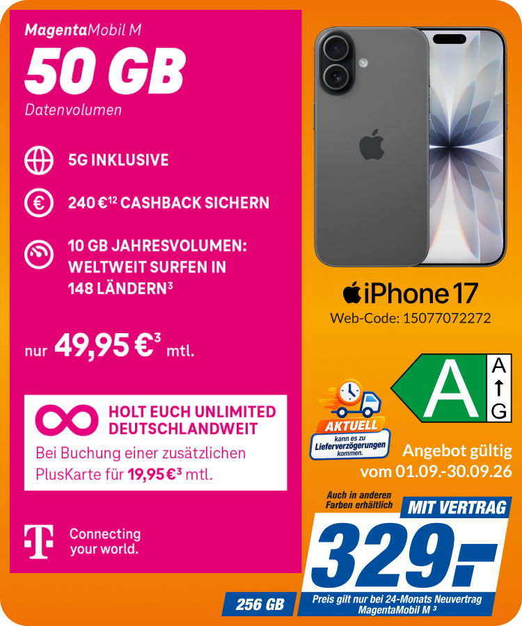 iPhone 17 mit Magenta Mobil M für 329€!